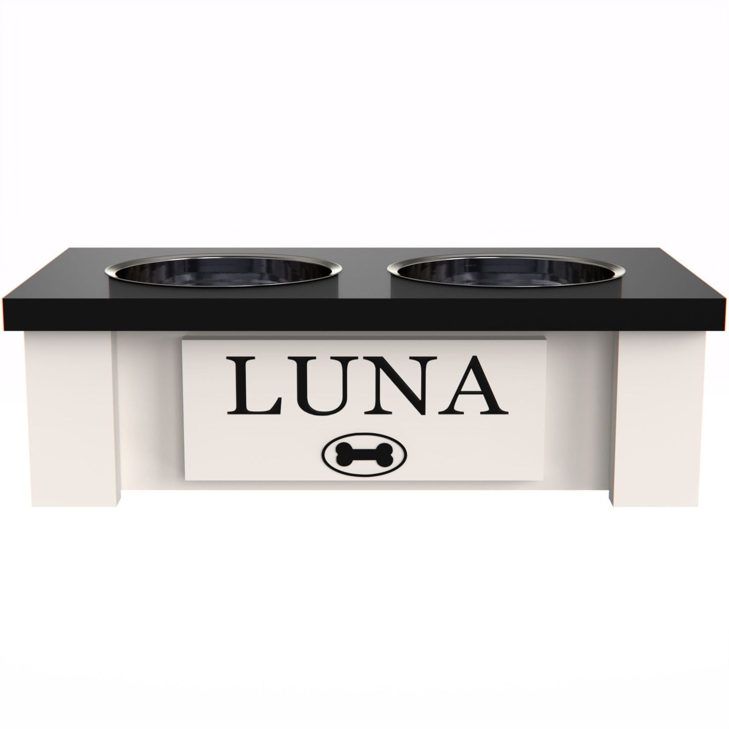 Personalized Elevated Dog Bowl in BLACK - GrooveThis Woodshop - GT002BLK-XS