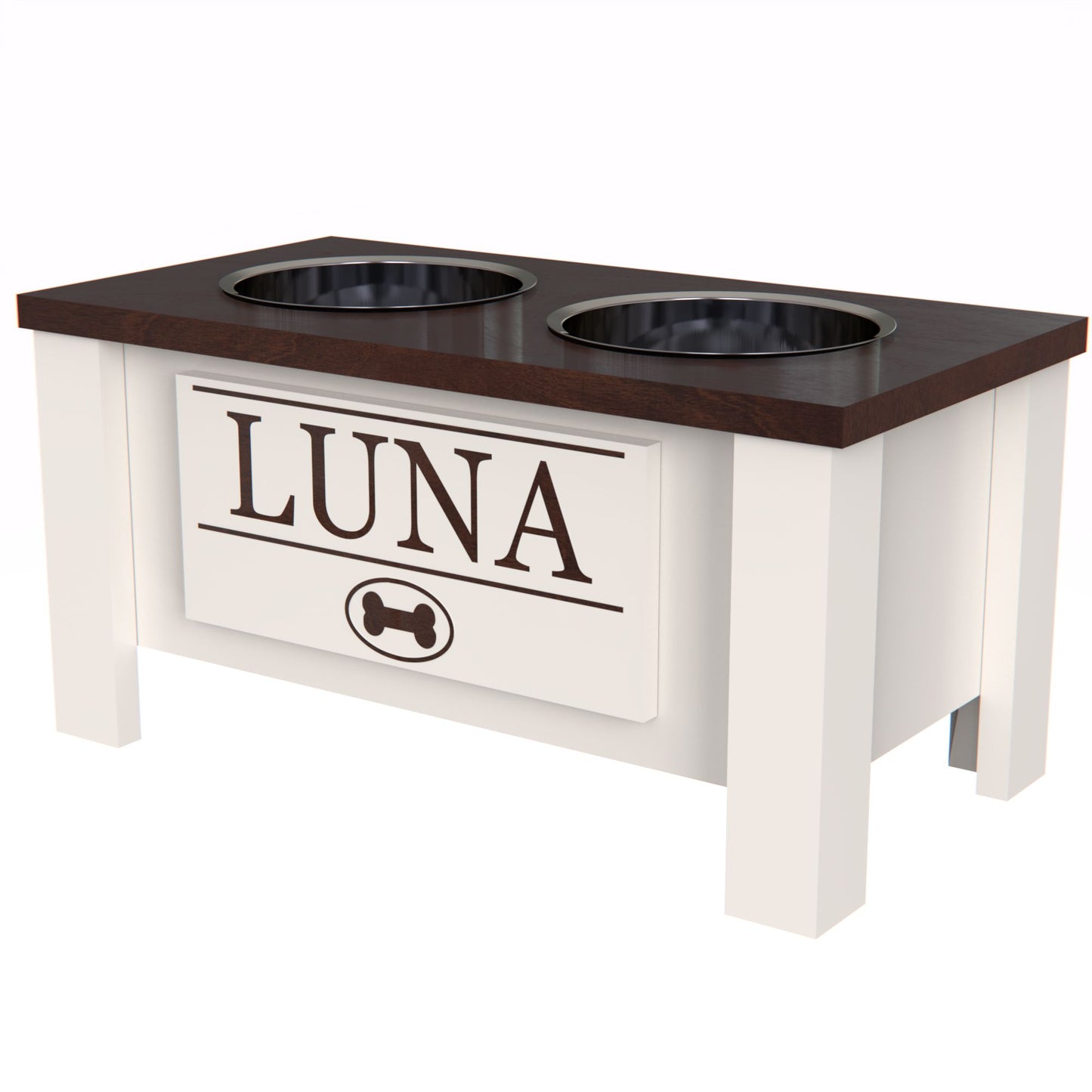 Personalized Elevated Dog Bowl Feeder with Storage - Multiple Colors
