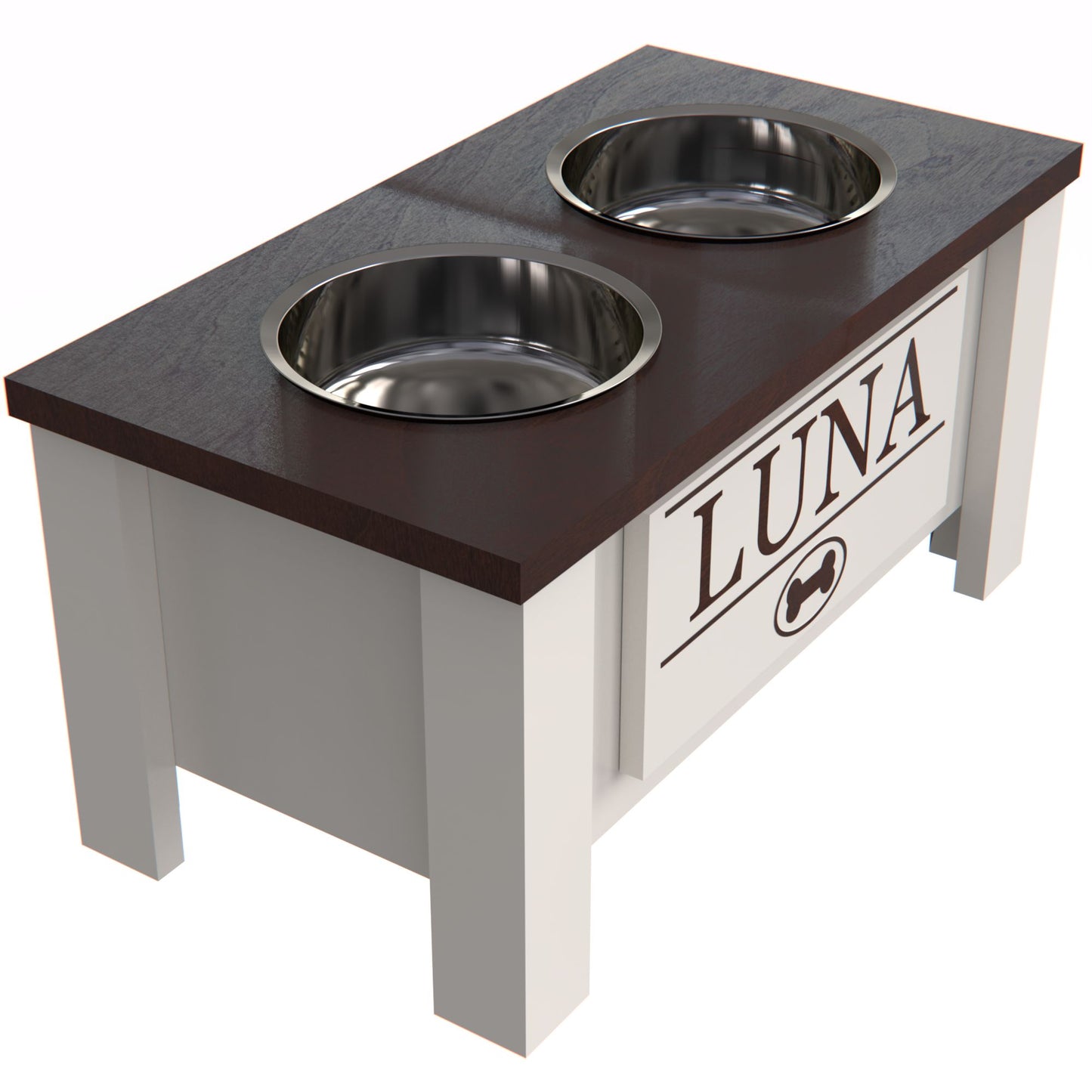Personalized Elevated Dog Bowl Feeder with Storage - Multiple Colors