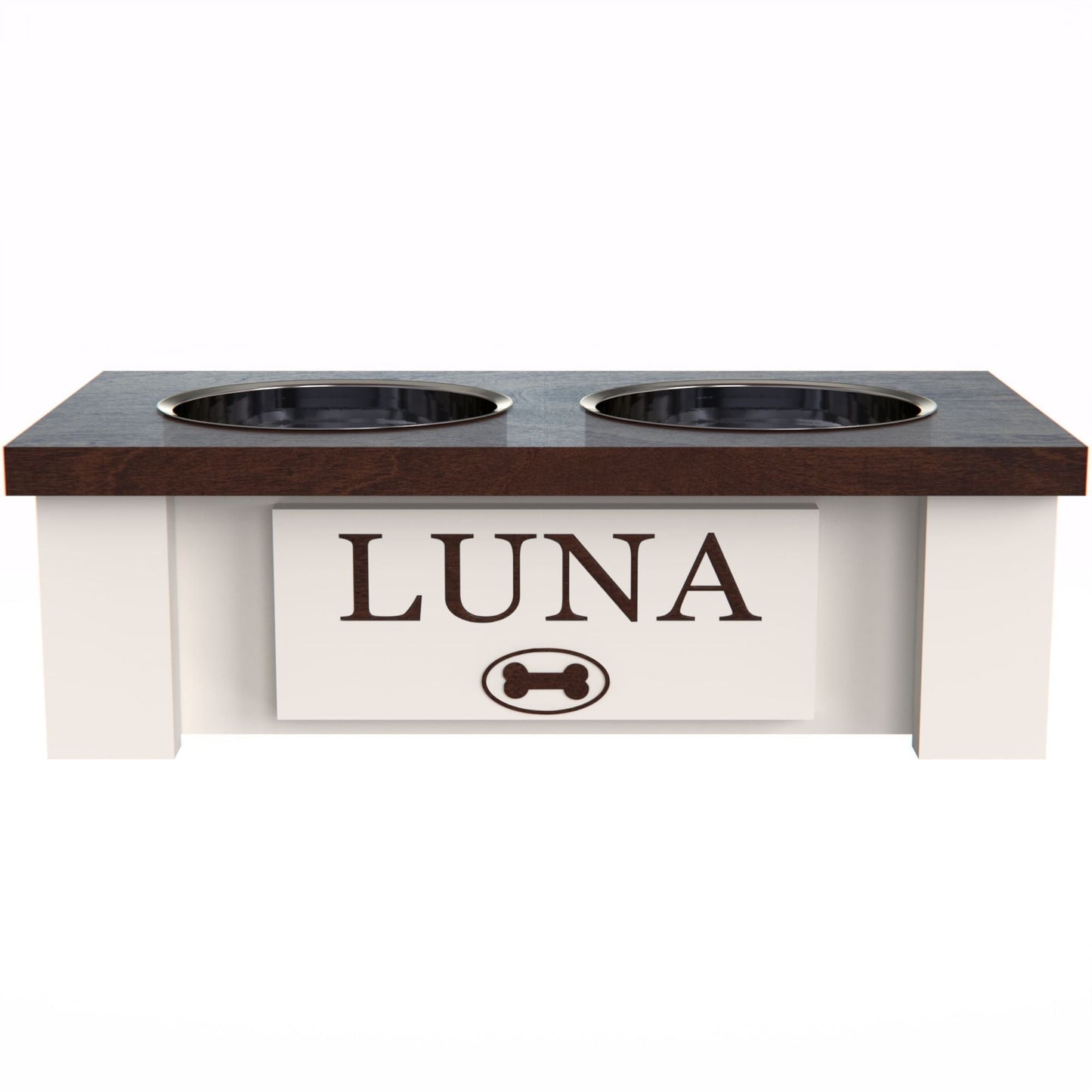 Personalized Elevated Dog Bowl in DARK WALNUT- GrooveThis Woodshop - GT002DW-XS
