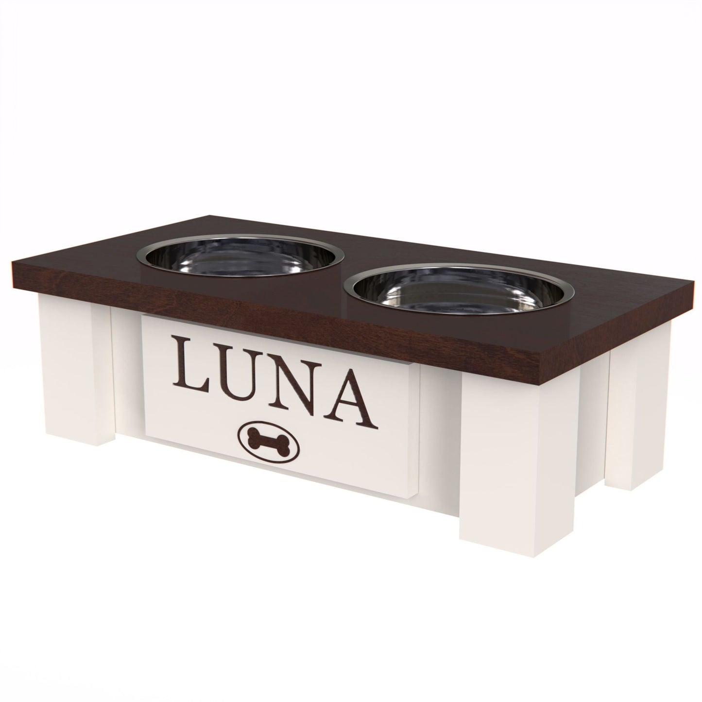 Personalized Elevated Dog Bowl in DARK WALNUT- GrooveThis Woodshop - GT002DW-XS
