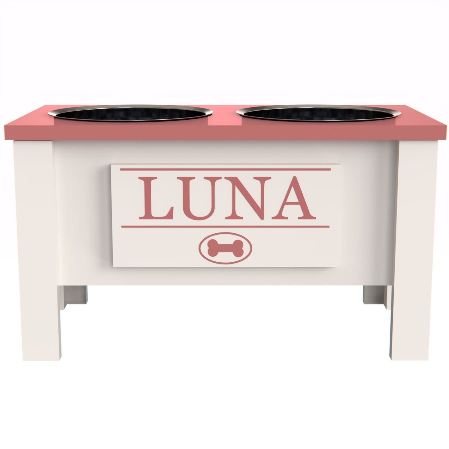 Personalized Elevated Dog Bowl in MAGENTA - GrooveThis Woodshop - GT002MAG-L