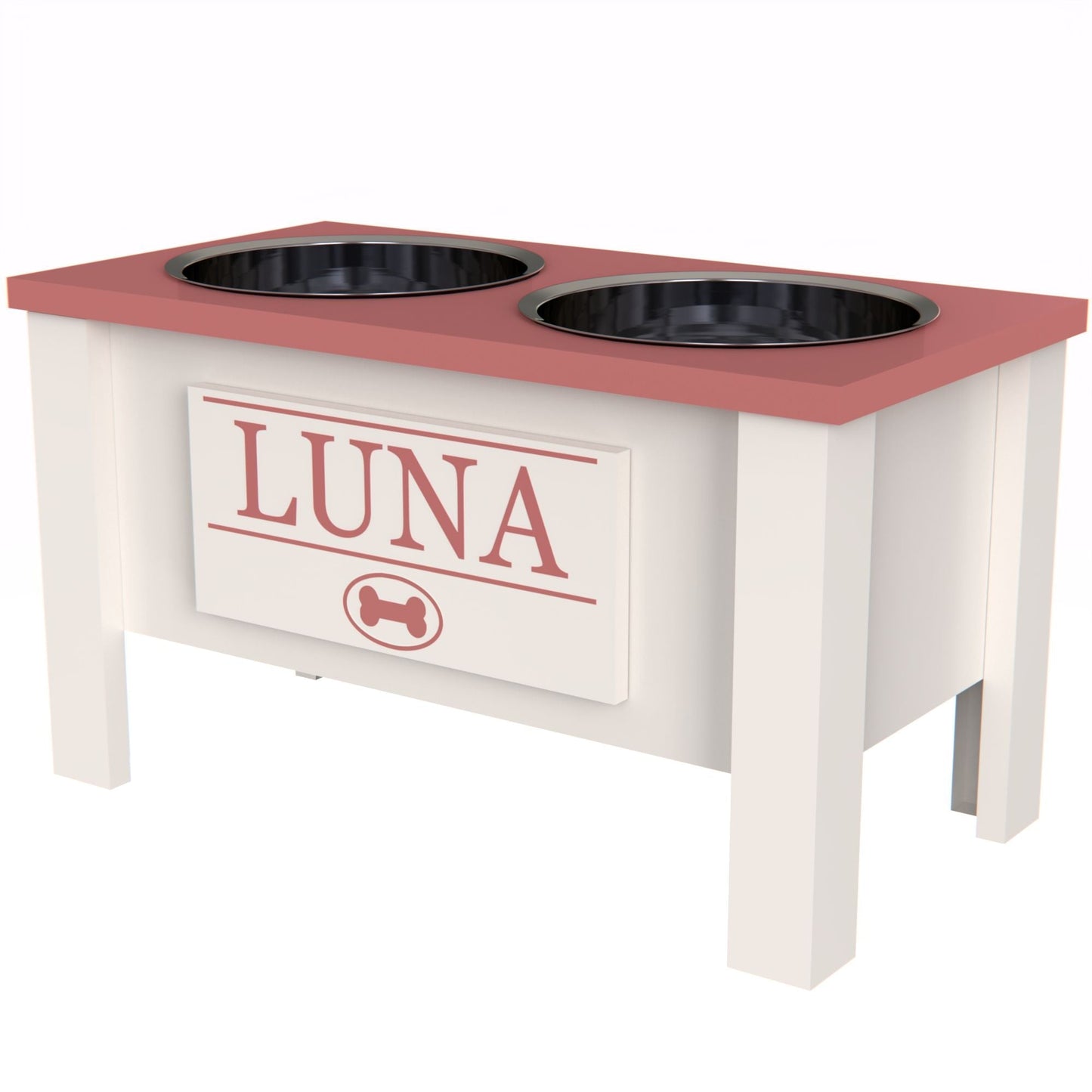 Personalized Elevated Dog Bowl in MAGENTA - GrooveThis Woodshop - GT002MAG-L