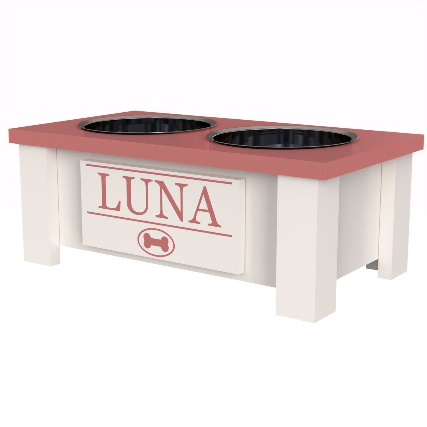 Personalized Elevated Dog Bowl in MAGENTA - GrooveThis Woodshop - GT002MAG-S