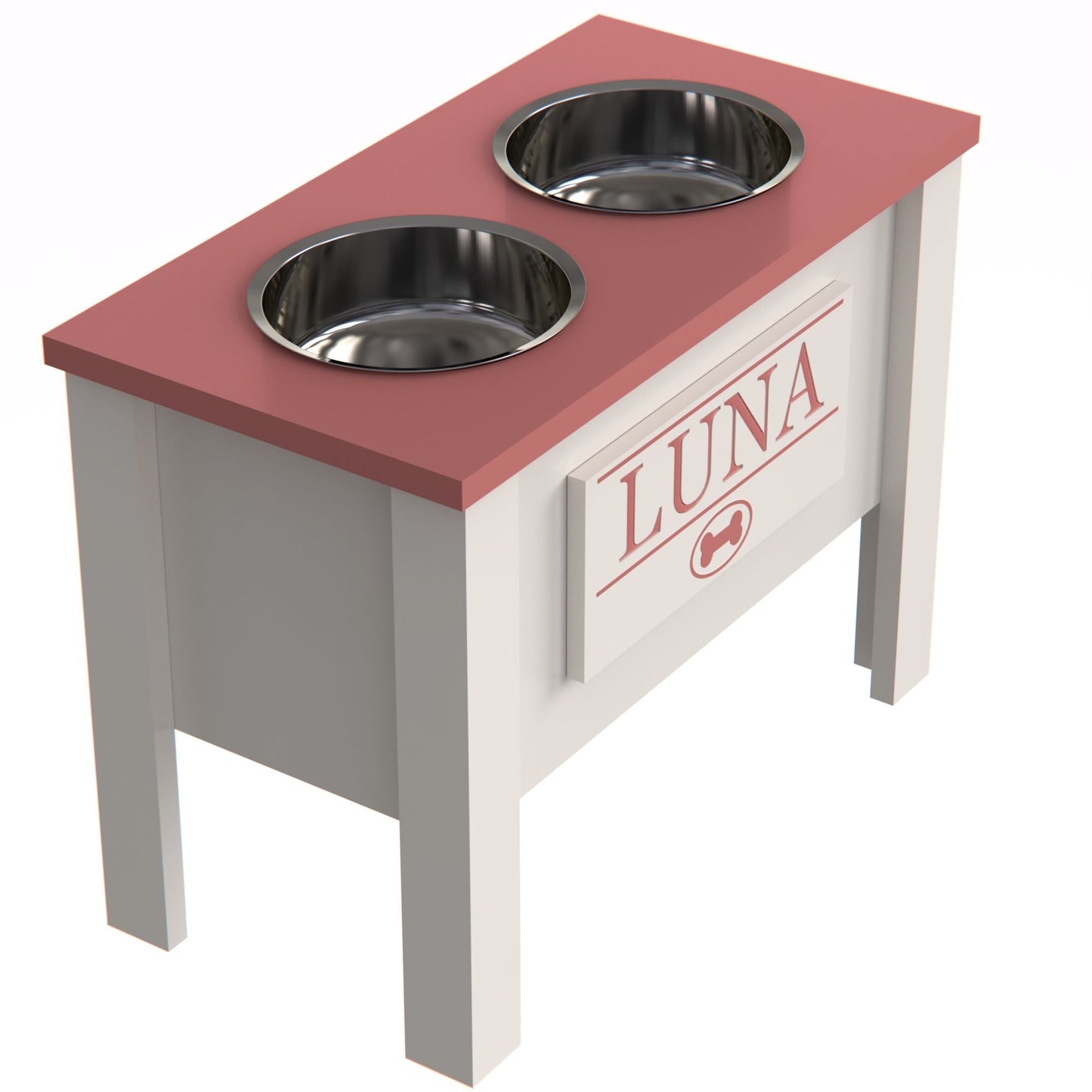 Personalized Elevated Dog Bowl in MAGENTA - GrooveThis Woodshop - GT002MAG-XL