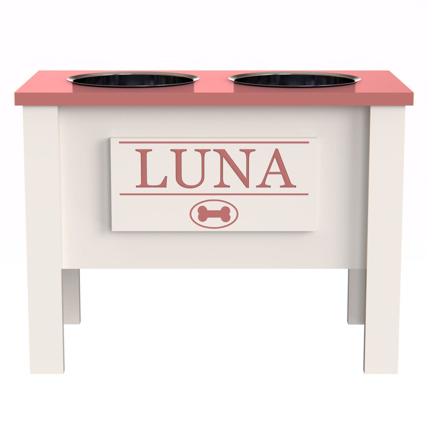 Personalized Elevated Dog Bowl in MAGENTA - GrooveThis Woodshop - GT002MAG-XL