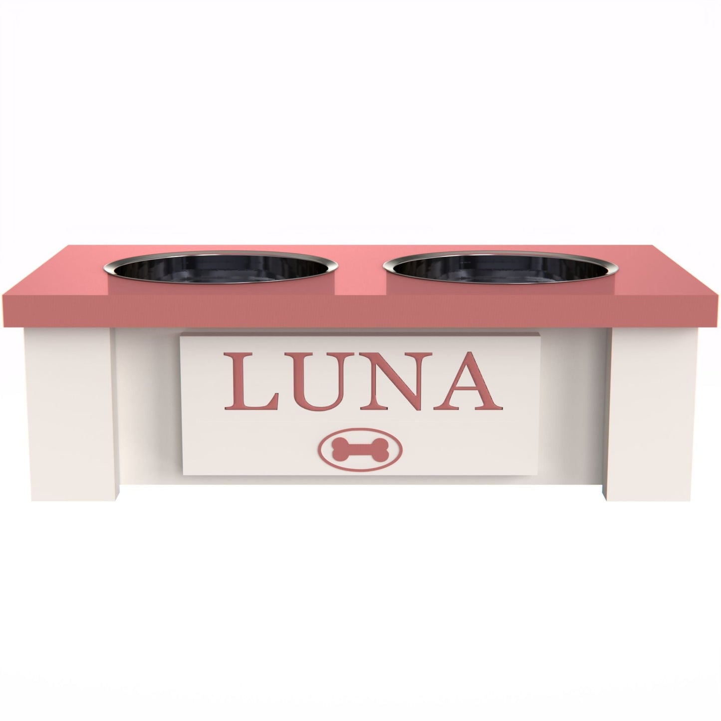 Personalized Elevated Dog Bowl in MAGENTA - GrooveThis Woodshop - GT002MAG-XS