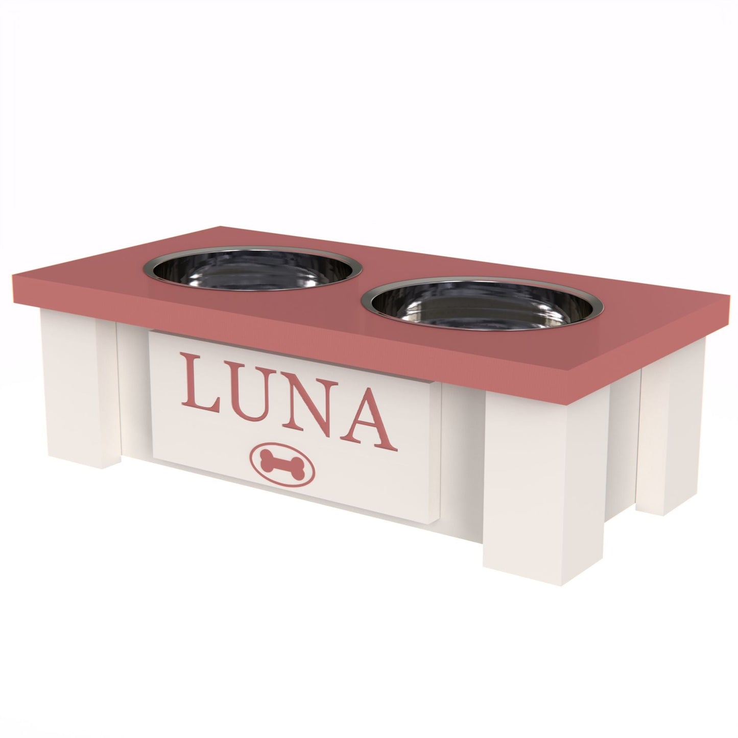 Personalized Elevated Dog Bowl in MAGENTA - GrooveThis Woodshop - GT002MAG-XS