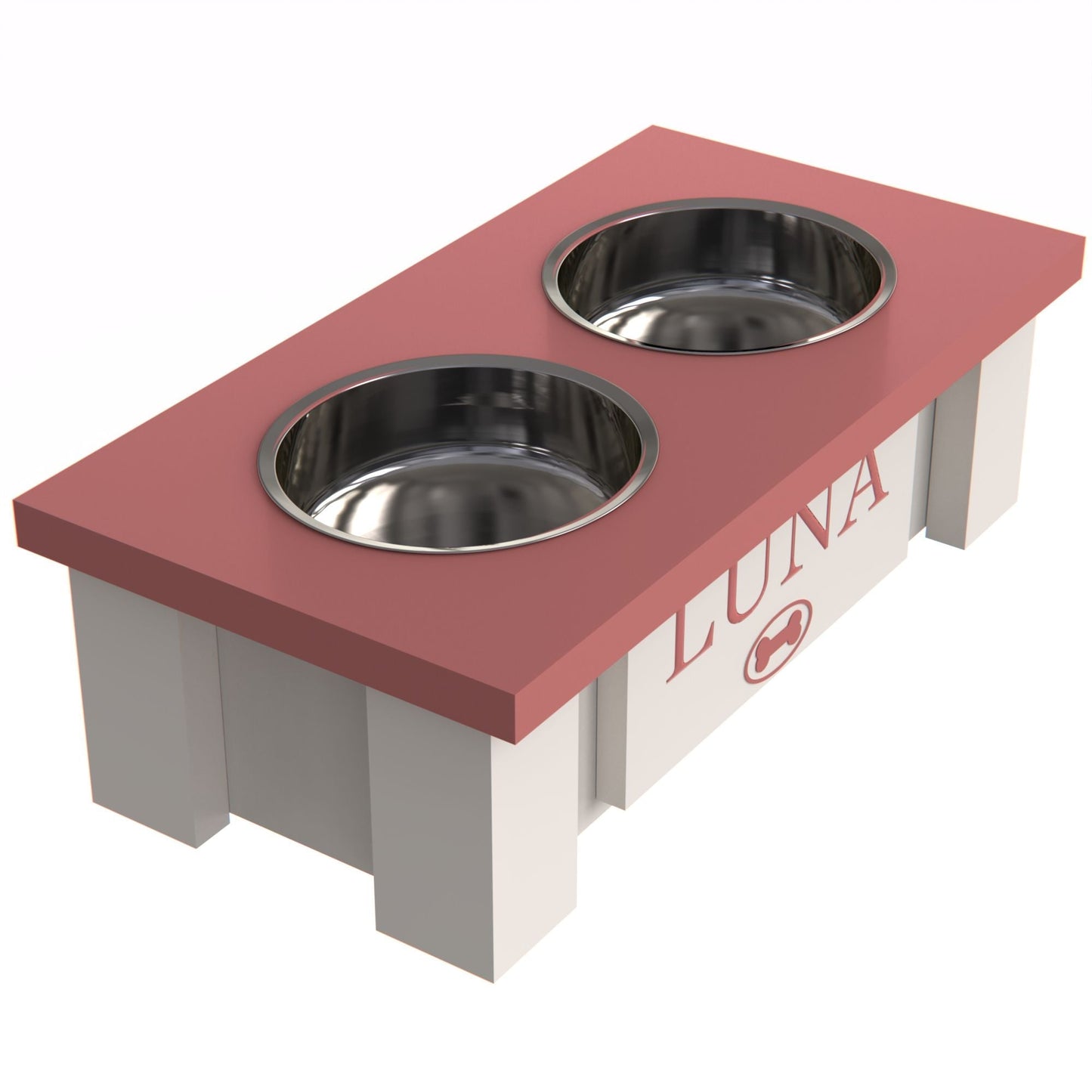 Personalized Elevated Dog Bowl in MAGENTA - GrooveThis Woodshop - GT002MAG-XS