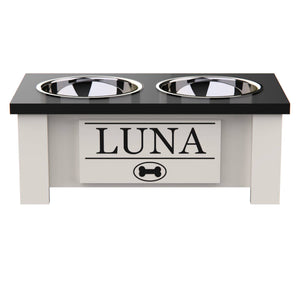 Personalized Elevated Dog Bowl in BLACK - GrooveThis Woodshop - GT002BLK-S