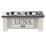 Load image into Gallery viewer, Personalized Elevated Dog Bowl in GREY - GrooveThis Woodshop - GT002GREY-S
