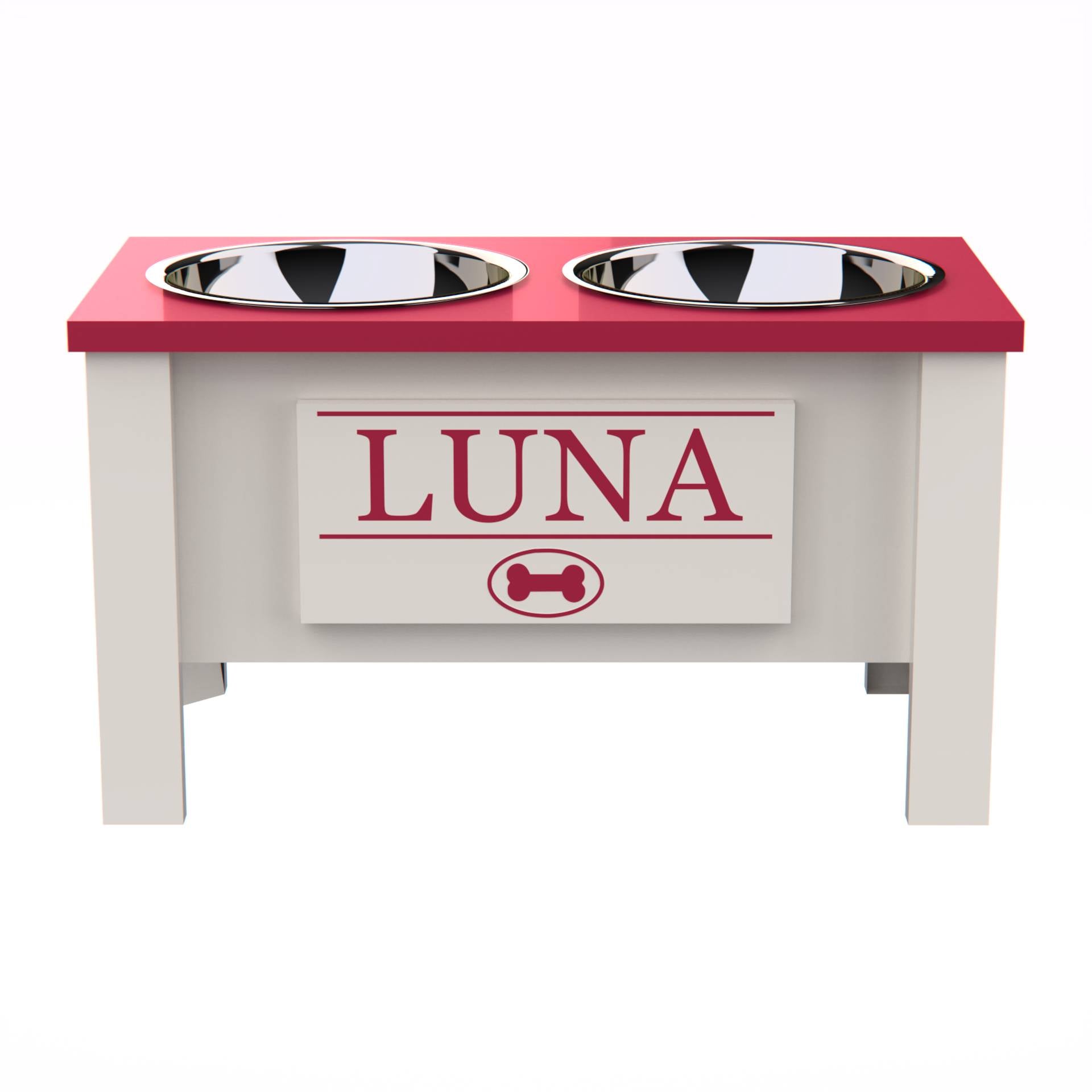 Personalized Elevated Dog Bowl in MAGENTA - GrooveThis Woodshop - GT002MAG-L