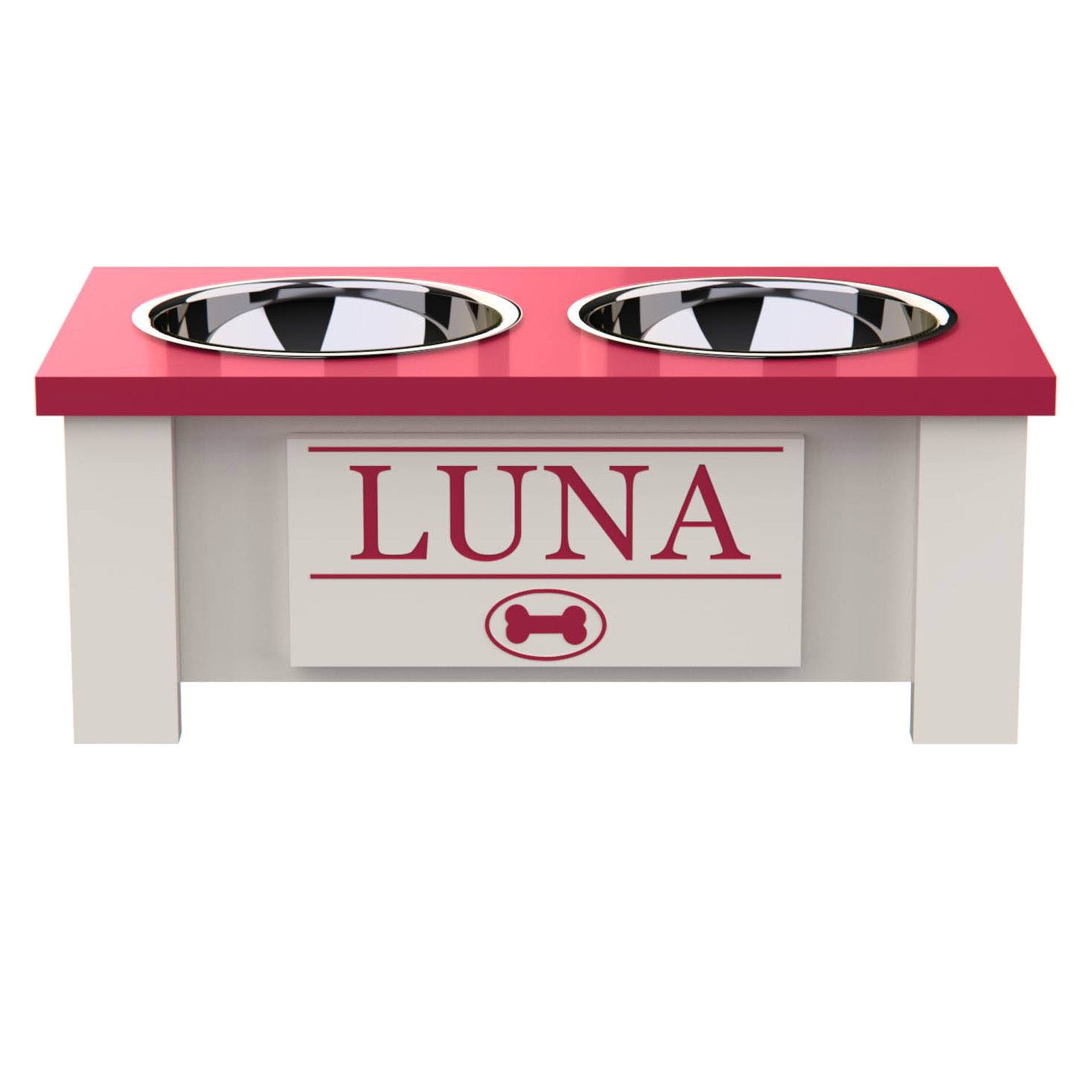 Personalized Elevated Dog Bowl in MAGENTA - GrooveThis Woodshop - GT002MAG-S