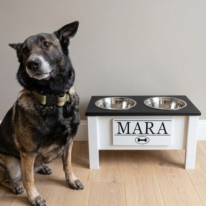 Personalized Elevated Dog Bowl Stand with Storage