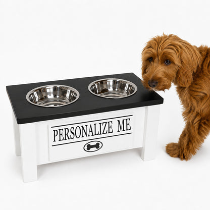 Personalized Elevated Dog Bowl Stand with Storage