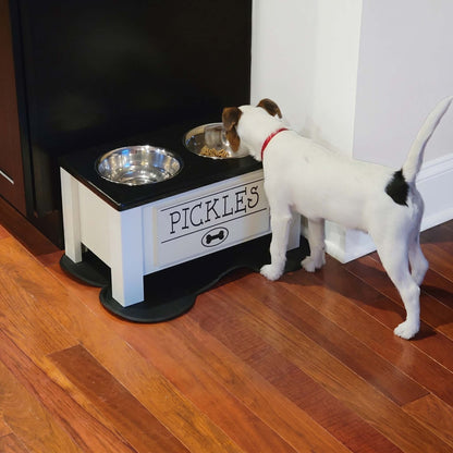 Personalized Elevated Dog Bowl Stand with Storage