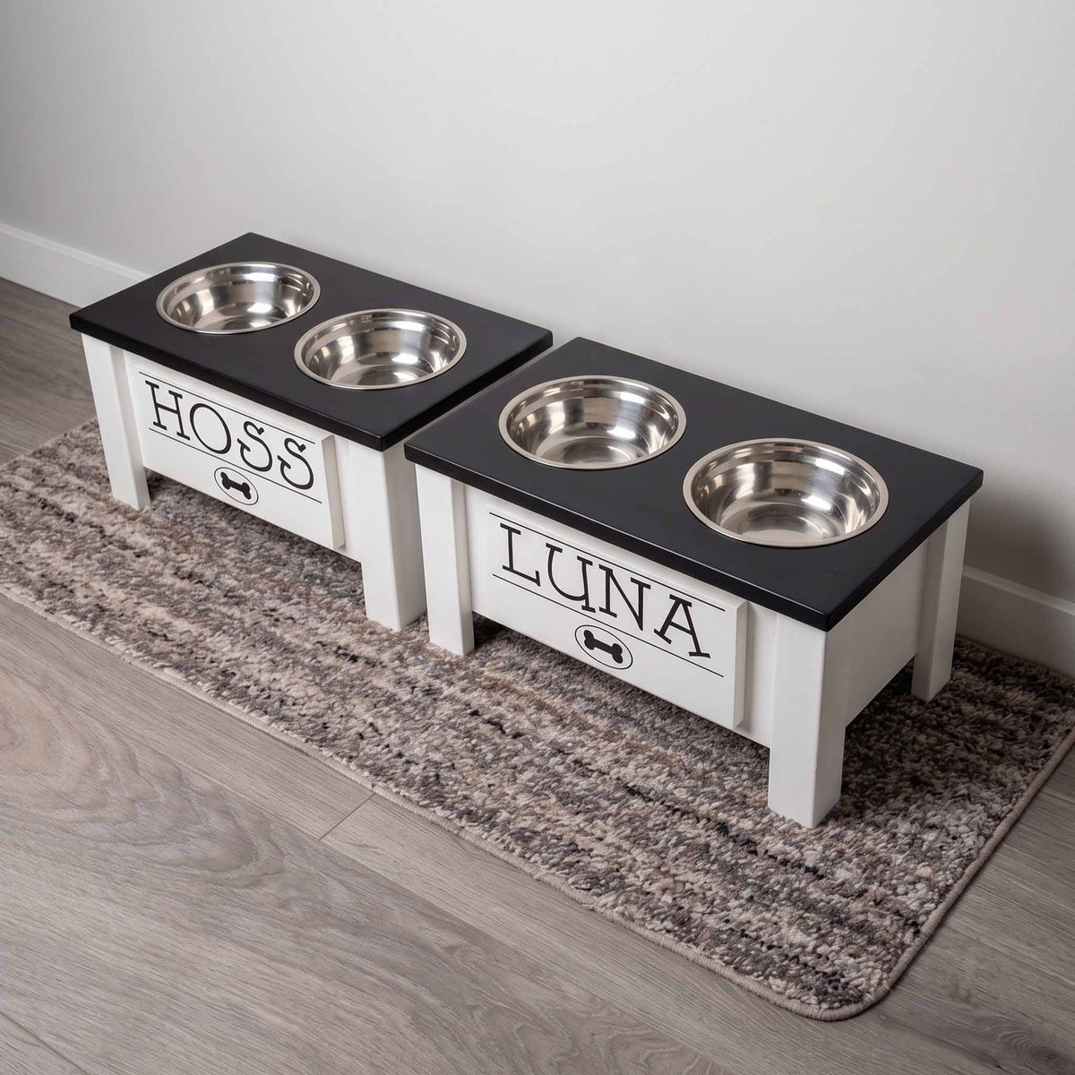 Personalized Elevated Dog Bowl Stand with Storage