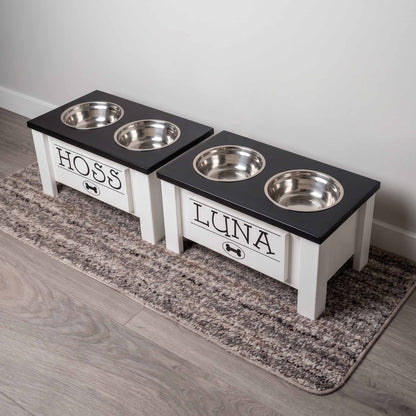 Personalized Elevated Dog Bowl Stand with Storage