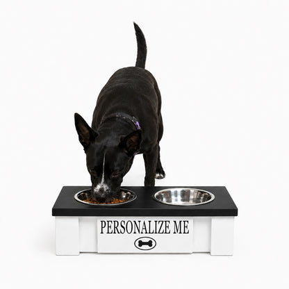 Personalized Elevated Dog Bowl Stand with Storage