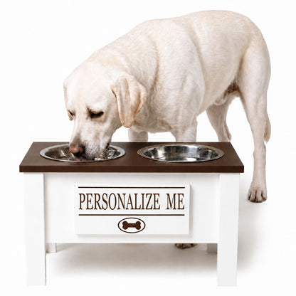 Personalized Elevated Dog Bowl Stand with Storage