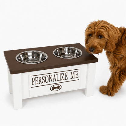 Personalized Elevated Dog Bowl Stand with Storage