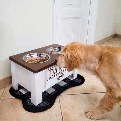 Personalized Elevated Dog Bowl Stand with Storage