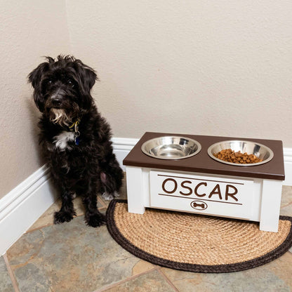 Personalized Elevated Dog Bowl Stand with Storage