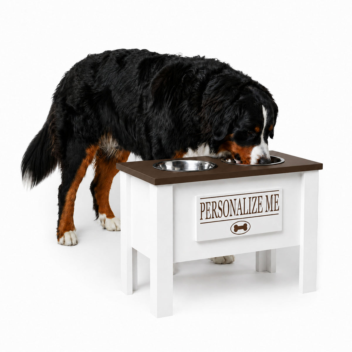 Personalized Elevated Dog Bowl Stand with Storage