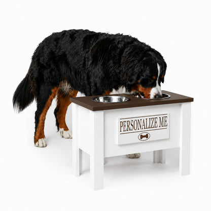 Personalized Elevated Dog Bowl Stand with Storage