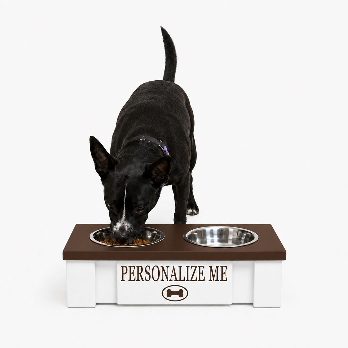 Personalized Elevated Dog Bowl Stand with Storage
