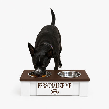 Personalized Elevated Dog Bowl Stand with Storage
