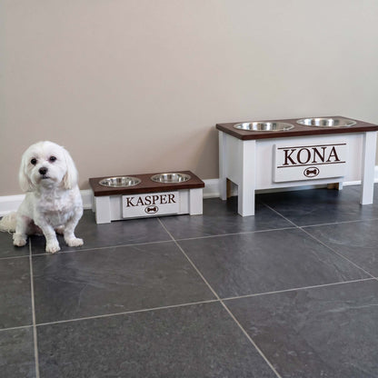 Personalized Elevated Dog Bowl Stand with Storage