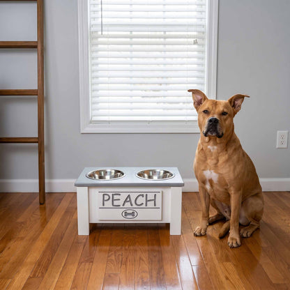 Personalized Elevated Dog Bowl Stand with Storage