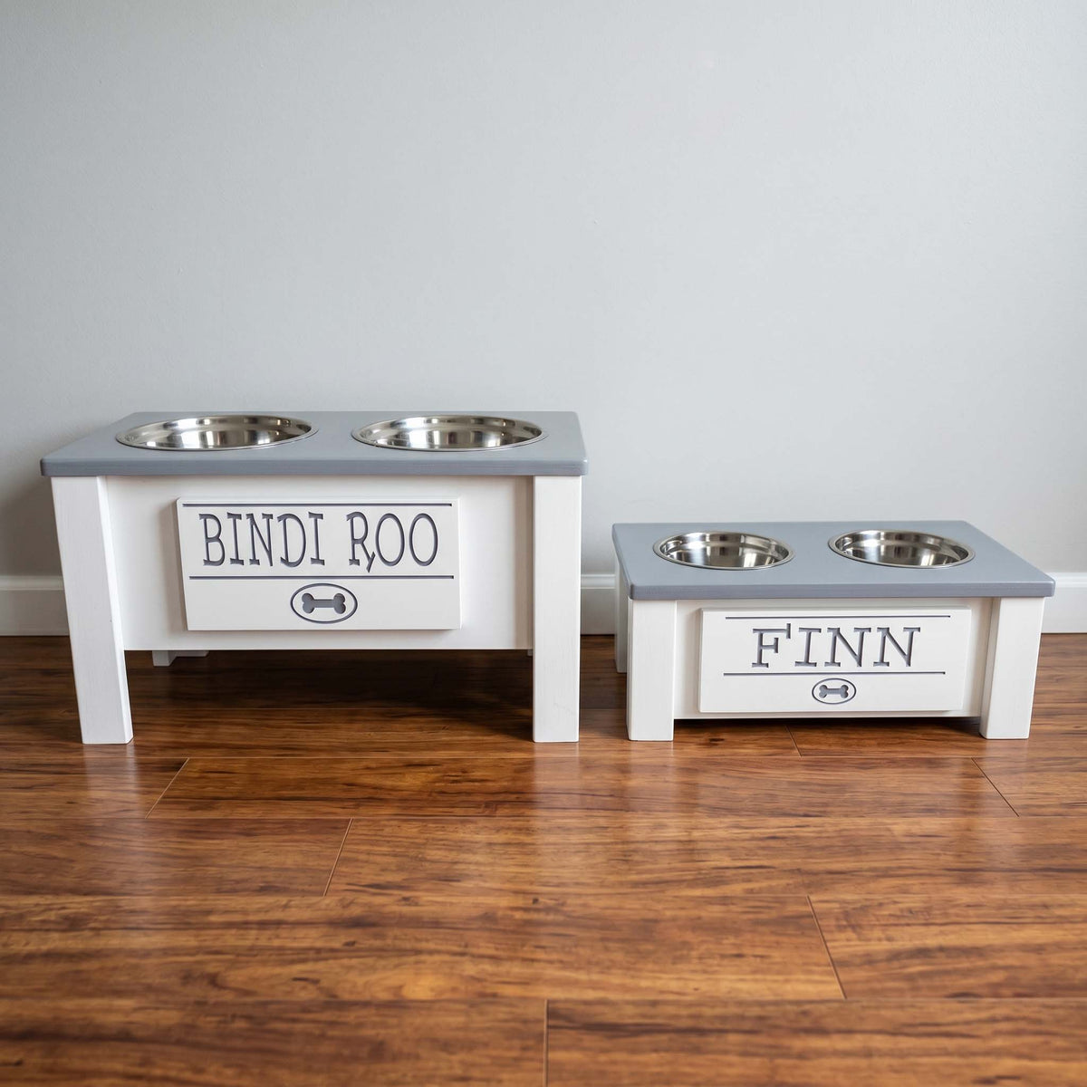 Personalized Elevated Dog Bowl Stand with Storage