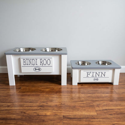 Personalized Elevated Dog Bowl Stand with Storage