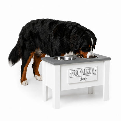 Personalized Elevated Dog Bowl Stand with Storage
