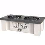 Load image into Gallery viewer, Personalized Elevated Dog Bowl in GREY- GrooveThis Woodshop - GT002GREY-XS
