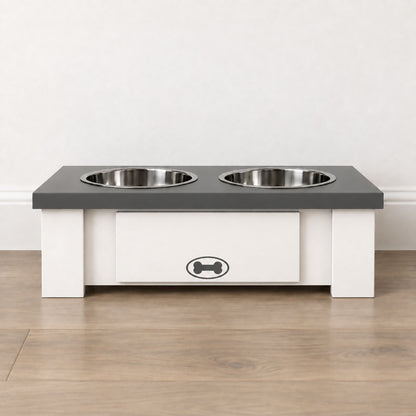 Personalized Elevated Dog Bowl Stand with Storage