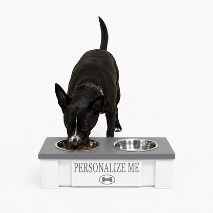 Personalized Elevated Dog Bowl Stand with Storage