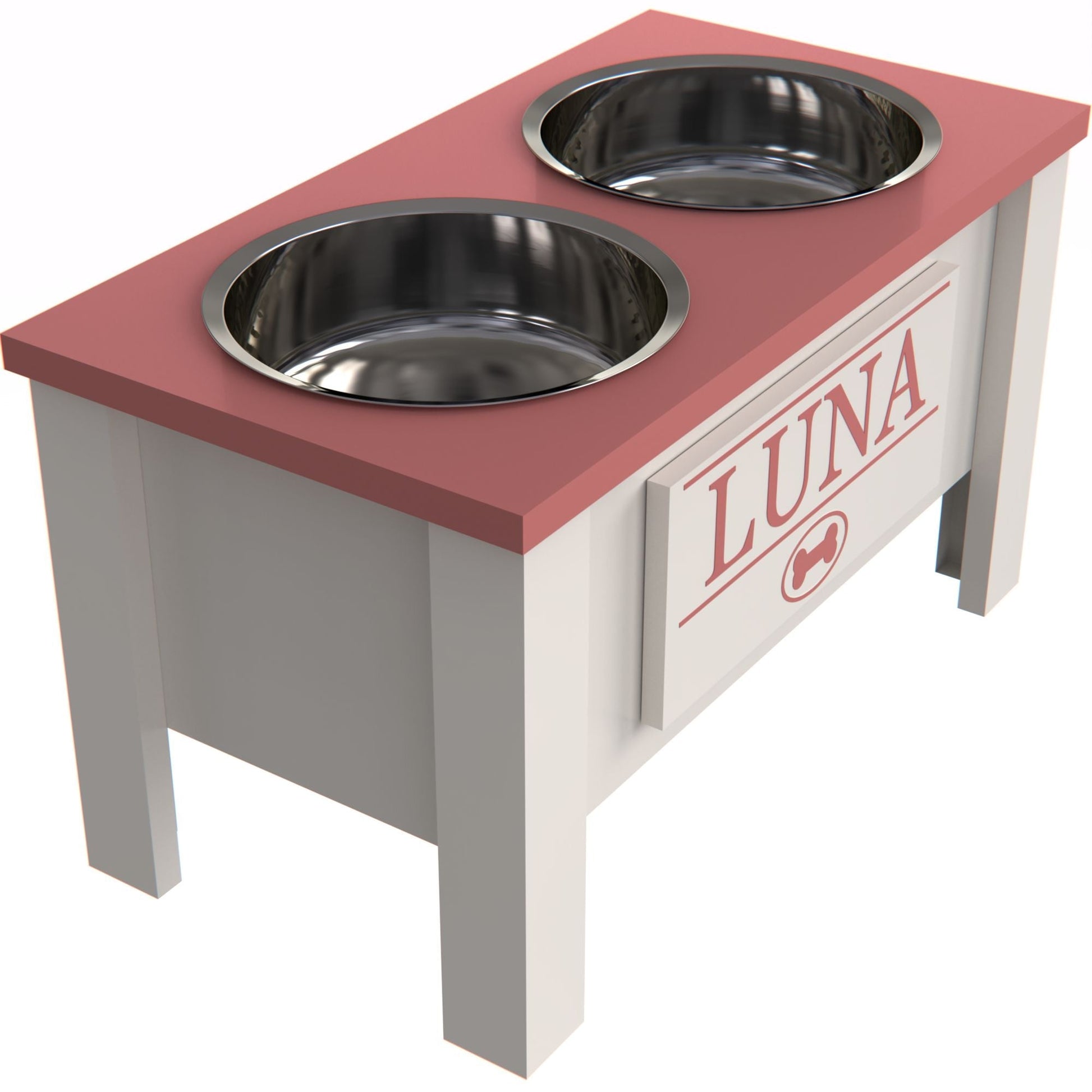 Personalized Elevated Dog Bowl in MAGENTA - GrooveThis Woodshop - GT002MAG-L