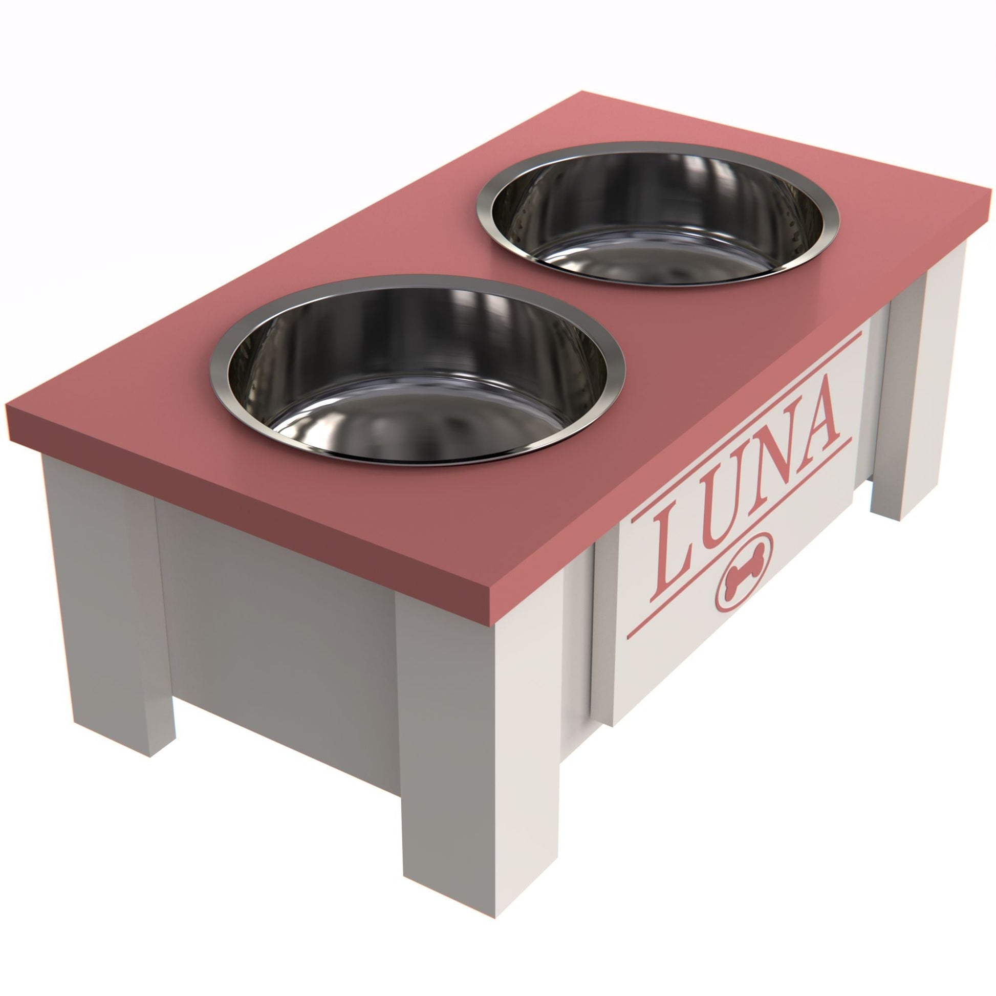 Personalized Elevated Dog Bowl in MAGENTA - GrooveThis Woodshop - GT002MAG-S