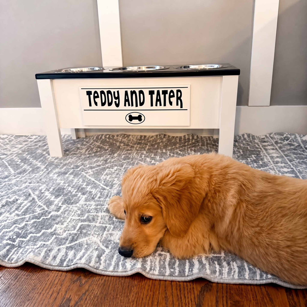 Personalized 3 Bowl Elevated Dog Feeder