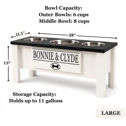 Personalized 3 Bowl Elevated Dog Feeder