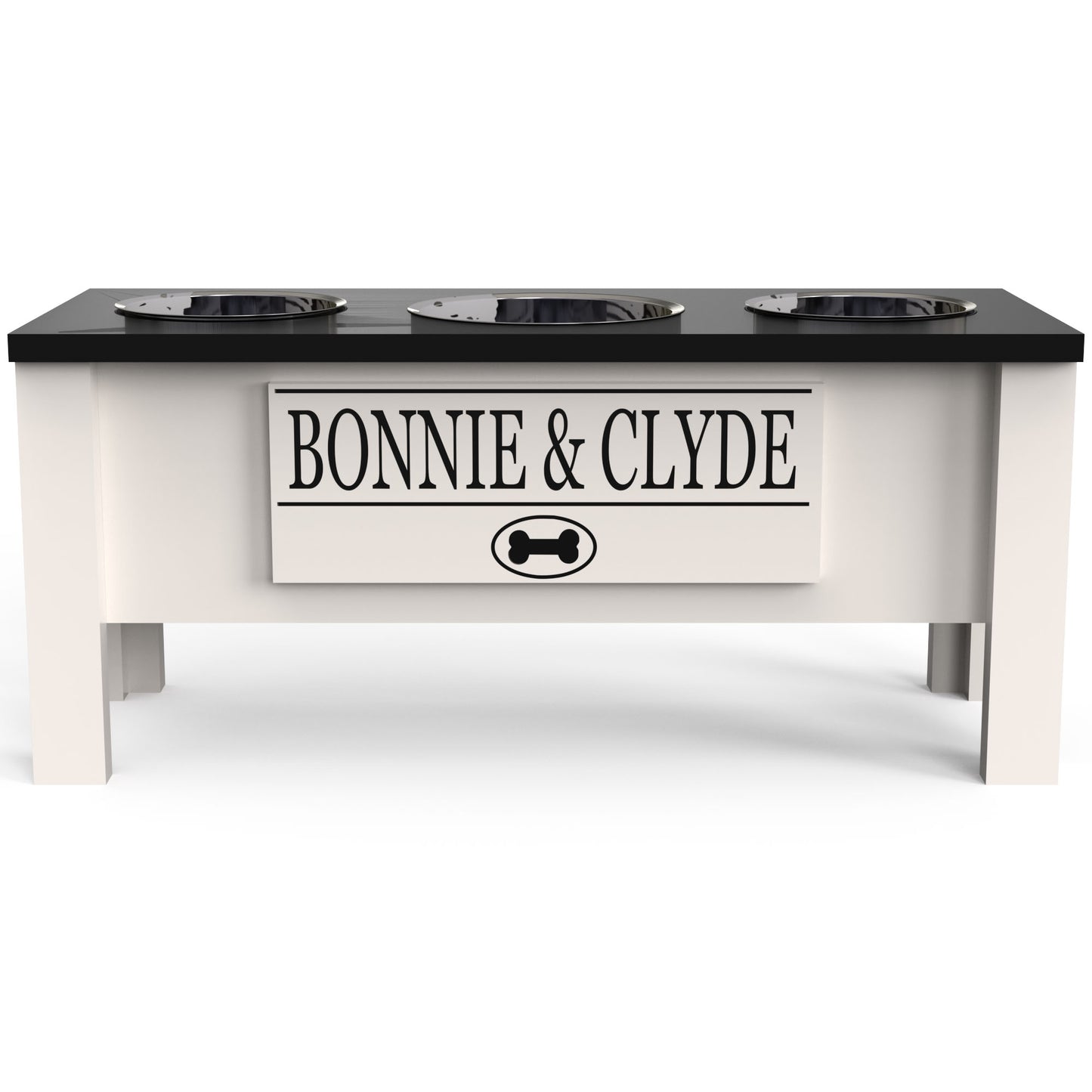 Personalized 3 Bowl Elevated Dog Feeder