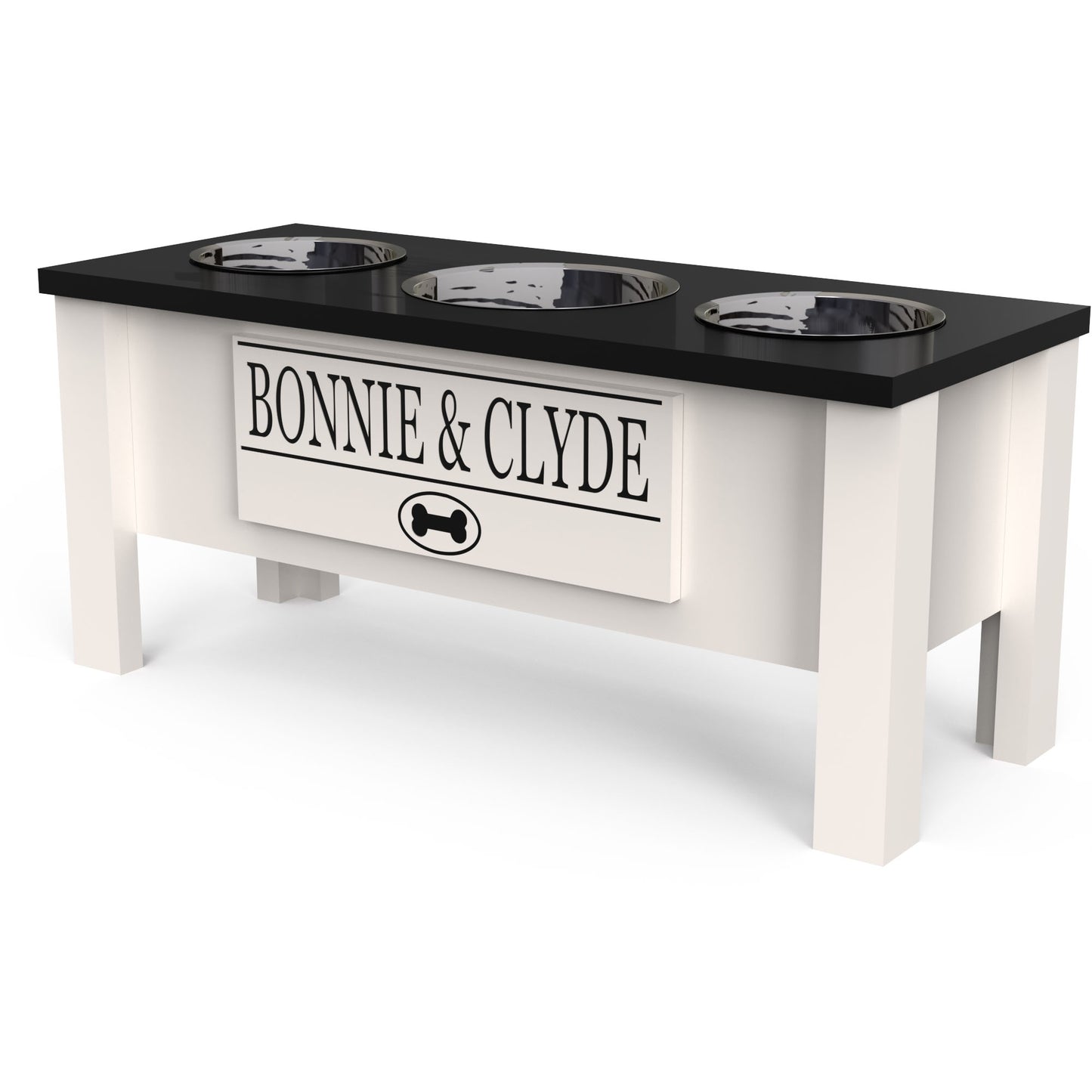 Personalized 3 Bowl Elevated Dog Feeder