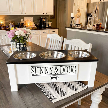 Personalized 3 Bowl Elevated Dog Feeder