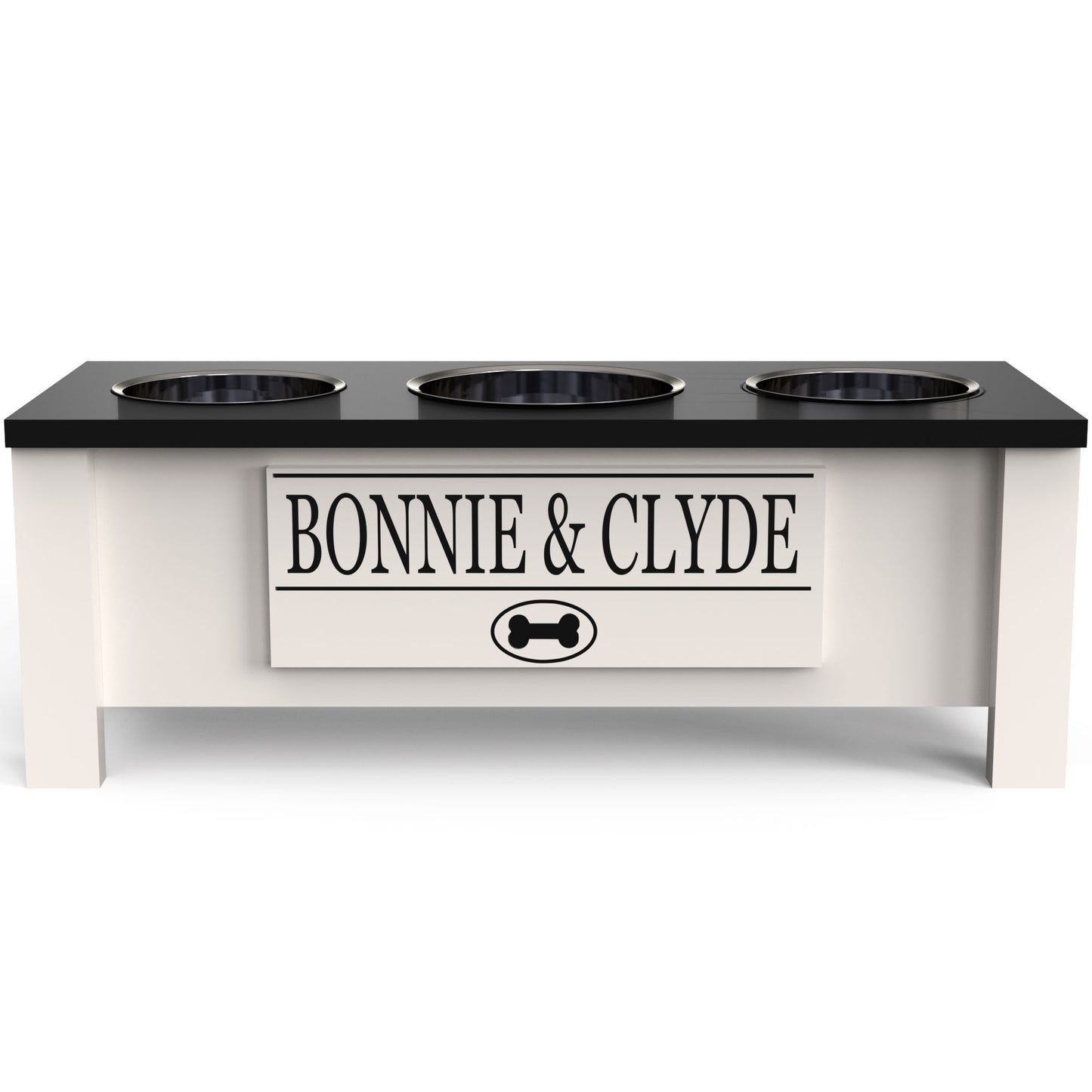 Personalized 3 Bowl Elevated Dog Feeder