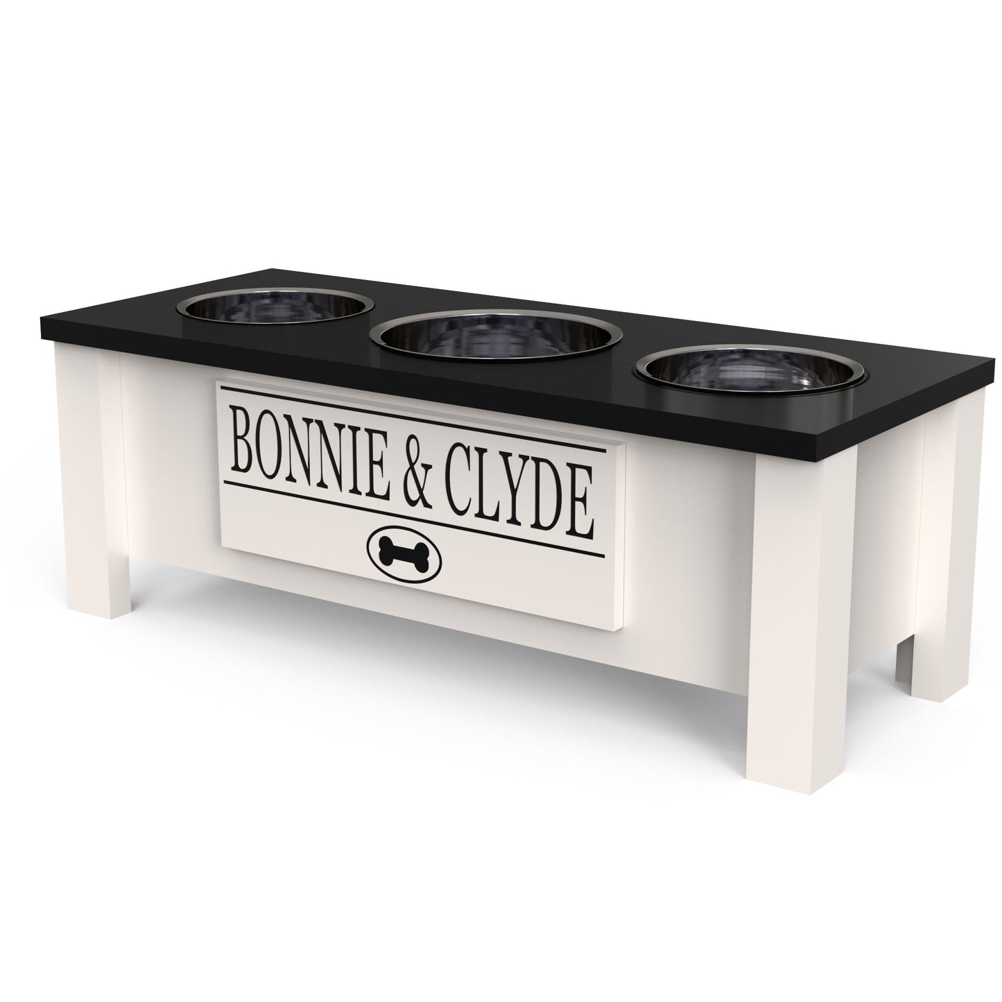 Personalized 3 Bowl Elevated Dog Feeder