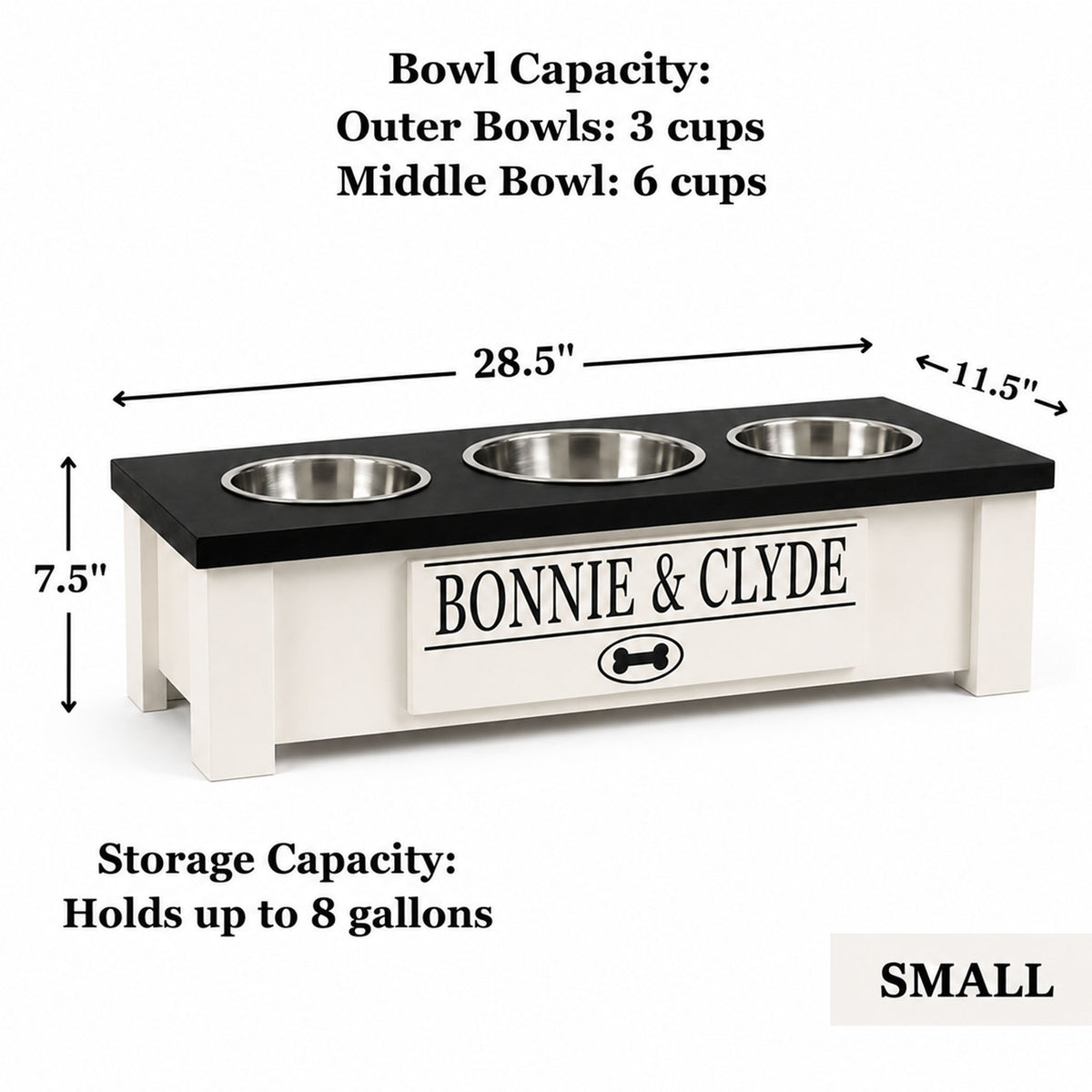 Personalized 3 Bowl Elevated Dog Feeder
