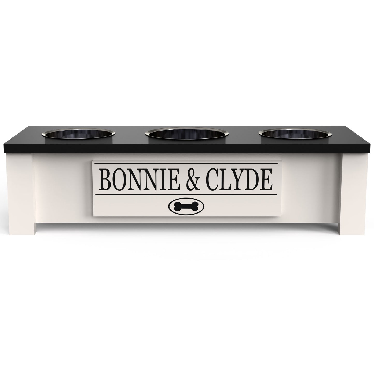 Personalized 3 Bowl Elevated Dog Feeder